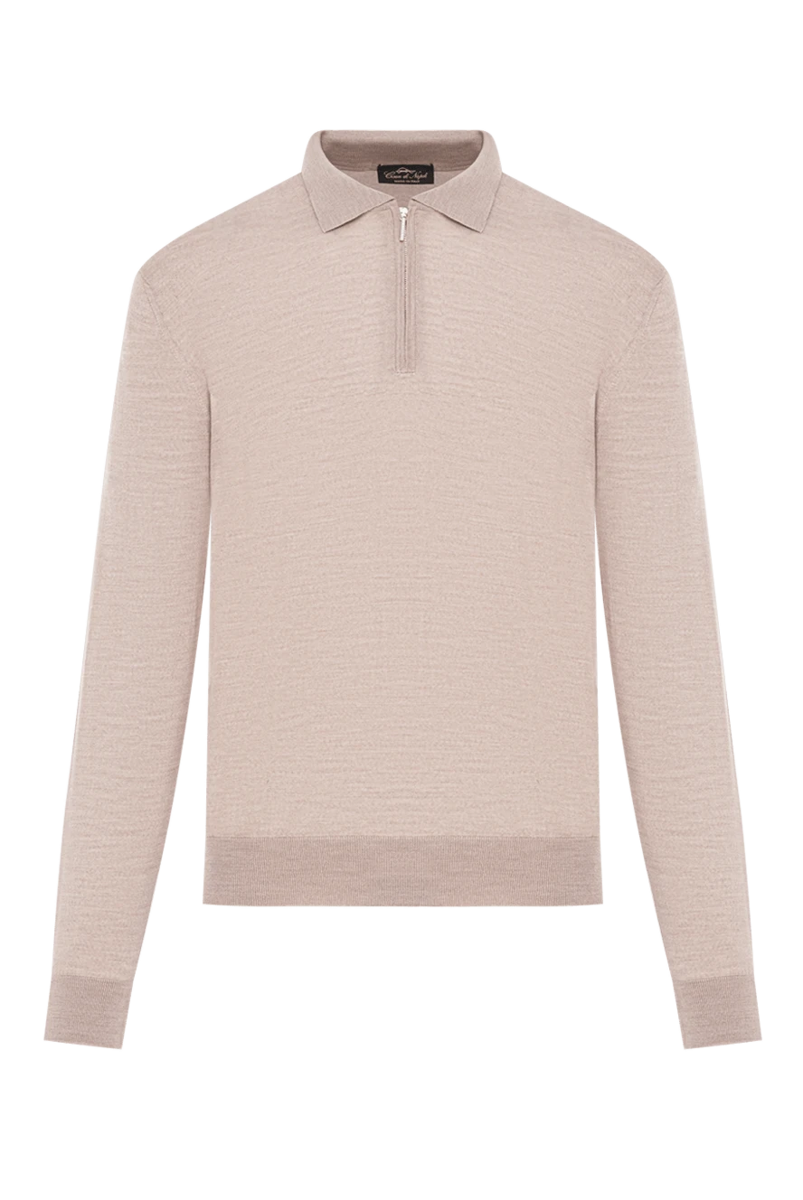 Cesare di Napoli ерлерге арналған ашық түсті жүннен жасалған поло жейде, сыдырмамен бекітіледі 190413 - фото 1