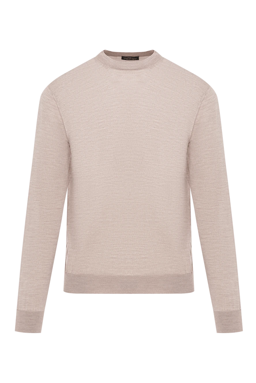 Cesare di Napoli шерстяной мягкий джемпер мужской светло-бежевый базовый
190422 - фото 1