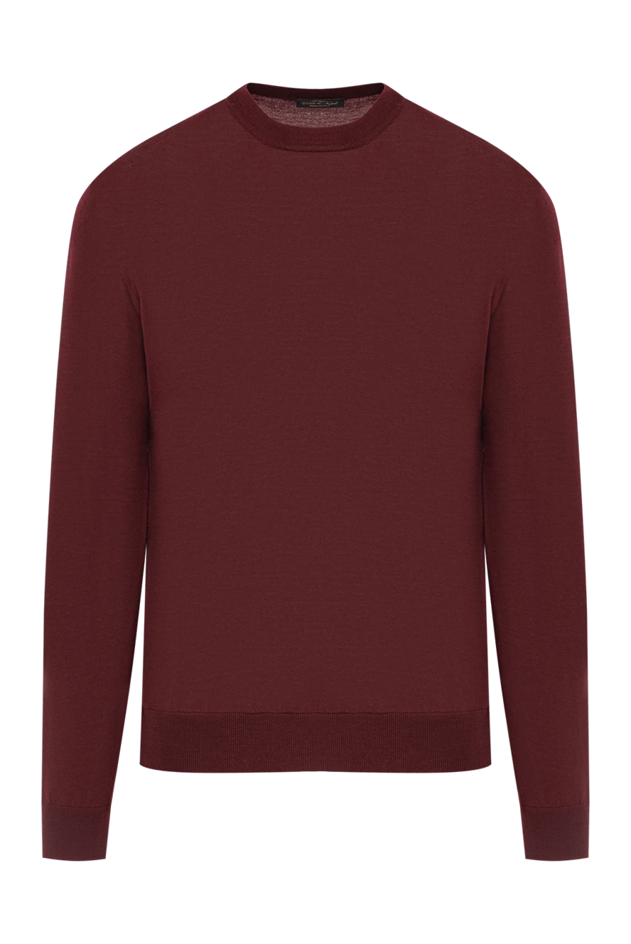 Cesare di Napoli шерстяной джемпер мужской бордовый с круглым вырезом 190425 - фото 1