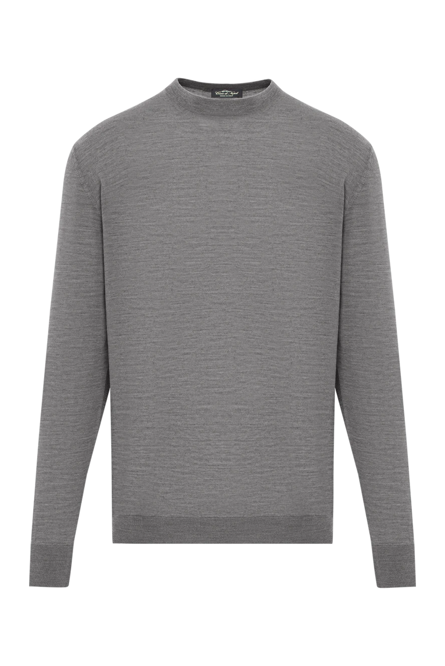 Cesare di Napoli джемпер из натуральной шерсти серый для офиса и отдыха 190426 - фото 1