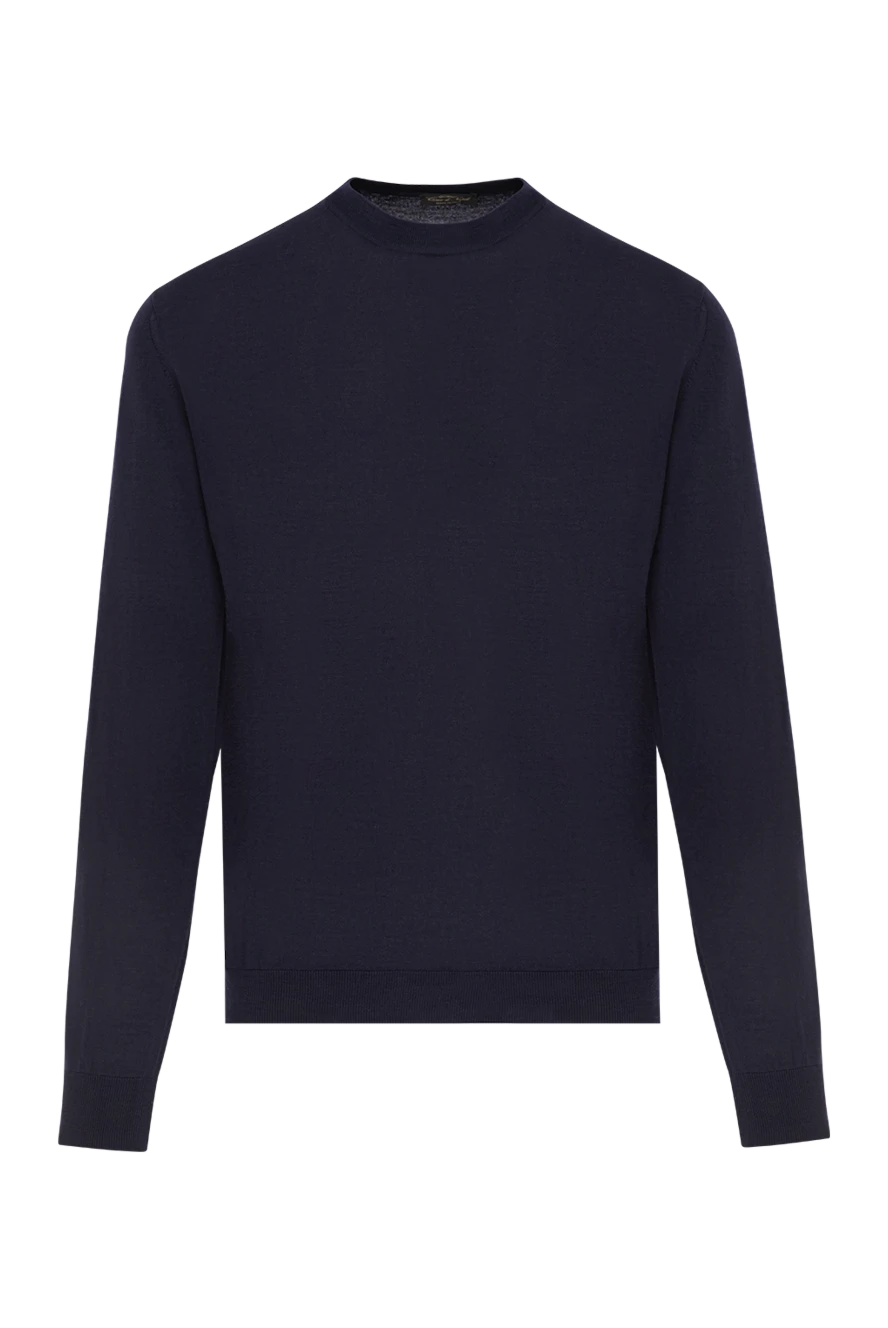 Cesare di Napoli джемпер из тонкой шерсти насыщенного темно-синего цвета 190428 - фото 1