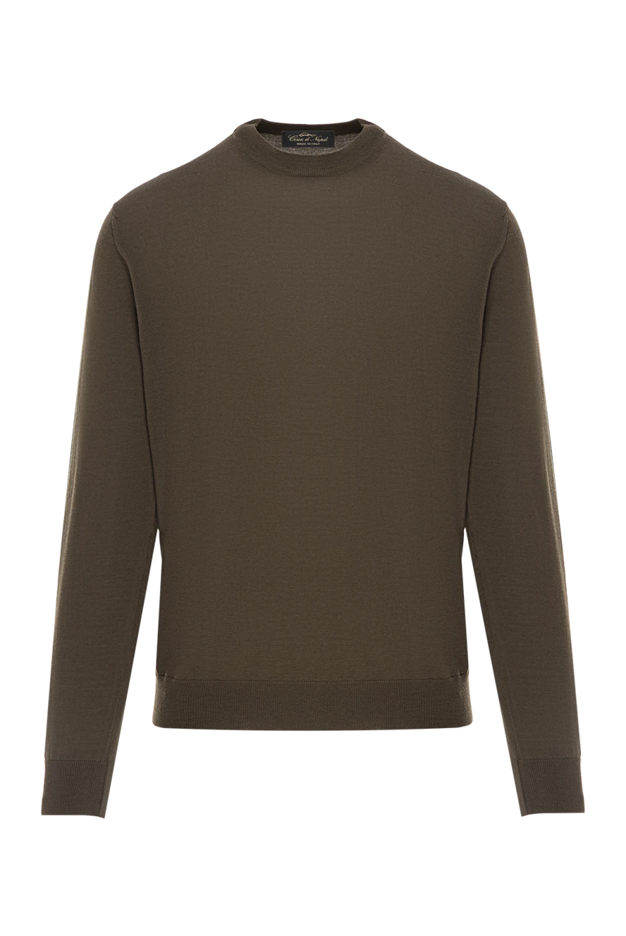 Cesare di Napoli шерстяной джемпер с круглым вырезом в оливковом цвете 190434 - фото 1