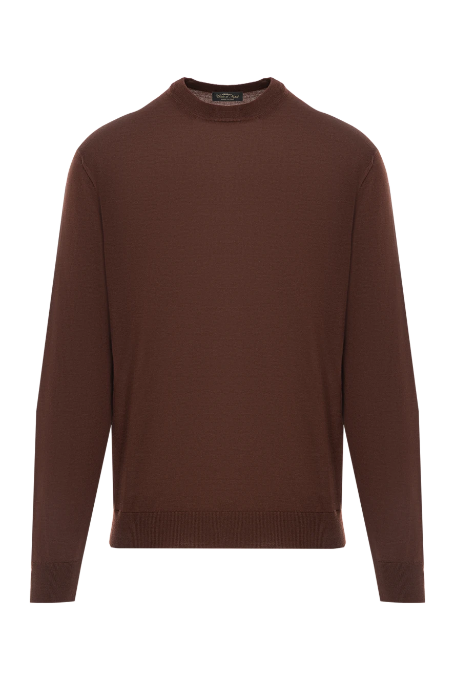 Cesare di Napoli шерстяной джемпер мужской базового кроя в насыщенном коричневом цвете 190437 - фото 1