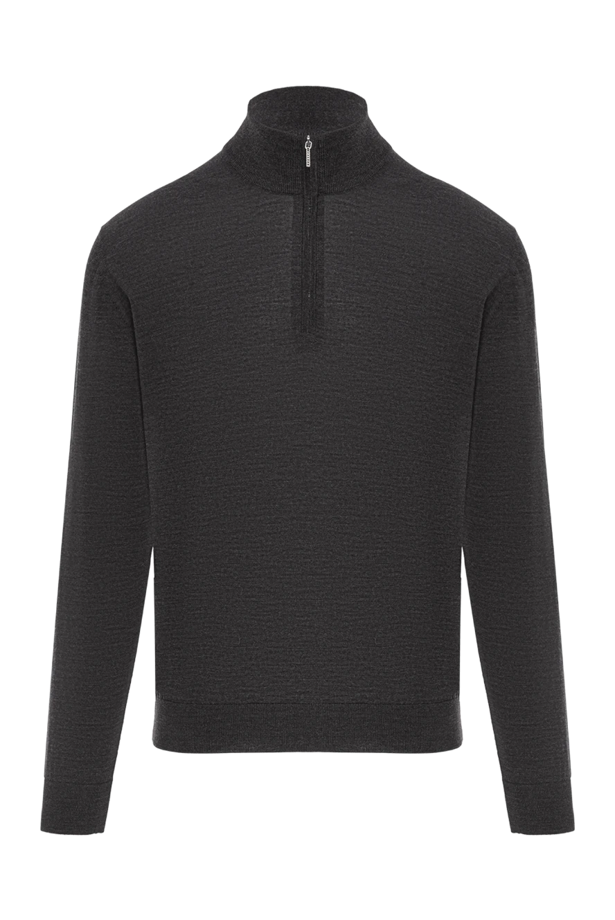 Cesare di Napoli тройер мужской шерстяной с воротом-стойкой и молнией темно-серый
190440 - фото 1