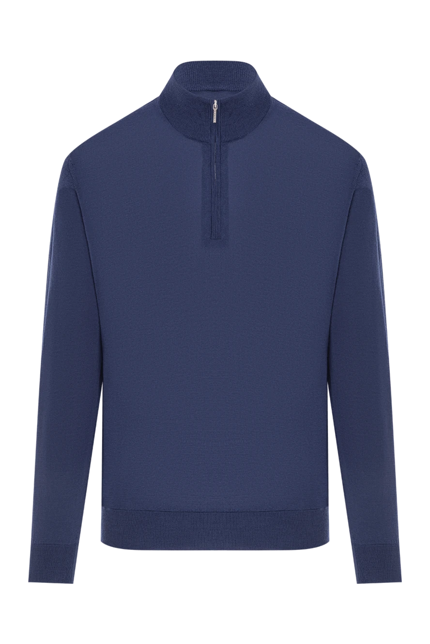 Cesare di Napoli мужской тройер шерстяной тёмно-синий с воротником-стойкой 190442 - фото 1