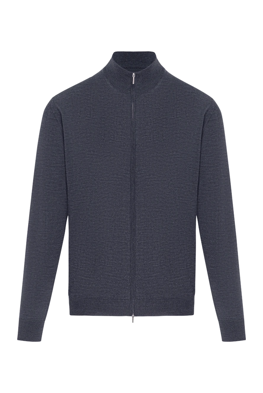 Cesare di Napoli шерстяной кардиган глубокий сине-серого цвета с застёжкой молния
190449 - фото 1