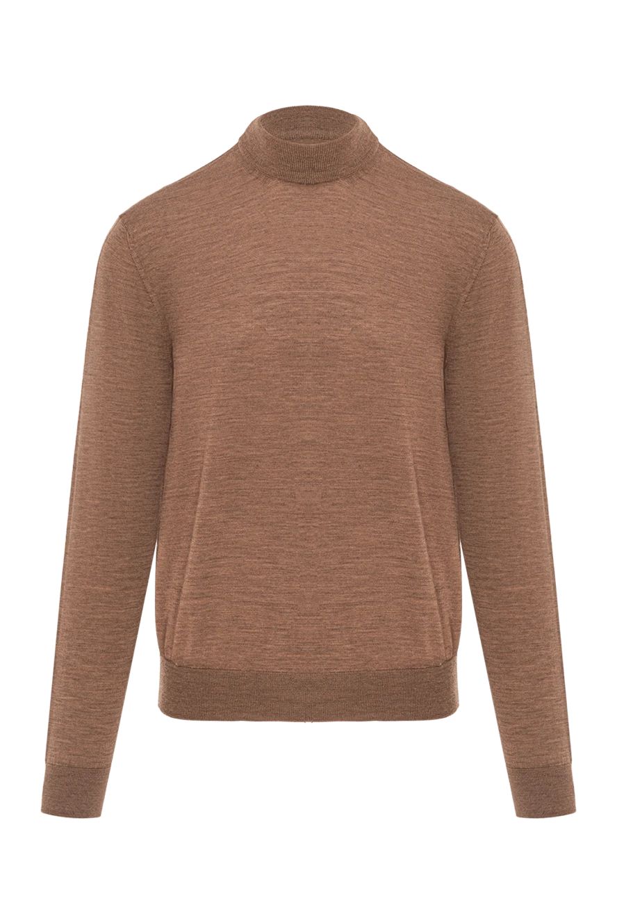 Cesare di Napoli джемпер из мягкой пряжи с высоким воротом кофейный 190460 - фото 1