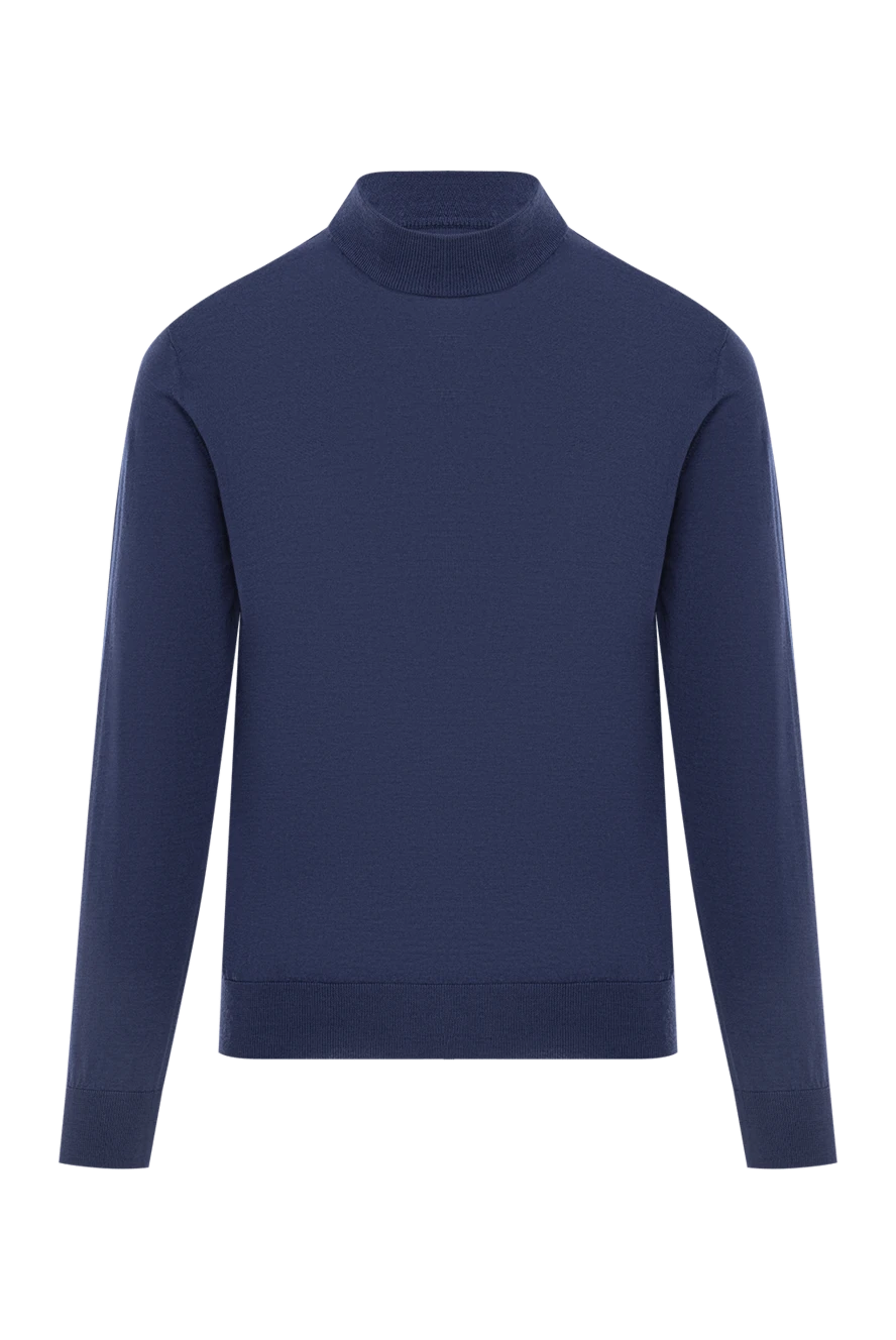 Cesare di Napoli dark blue wool jumper with a stand-up collar 190461 - photo 1