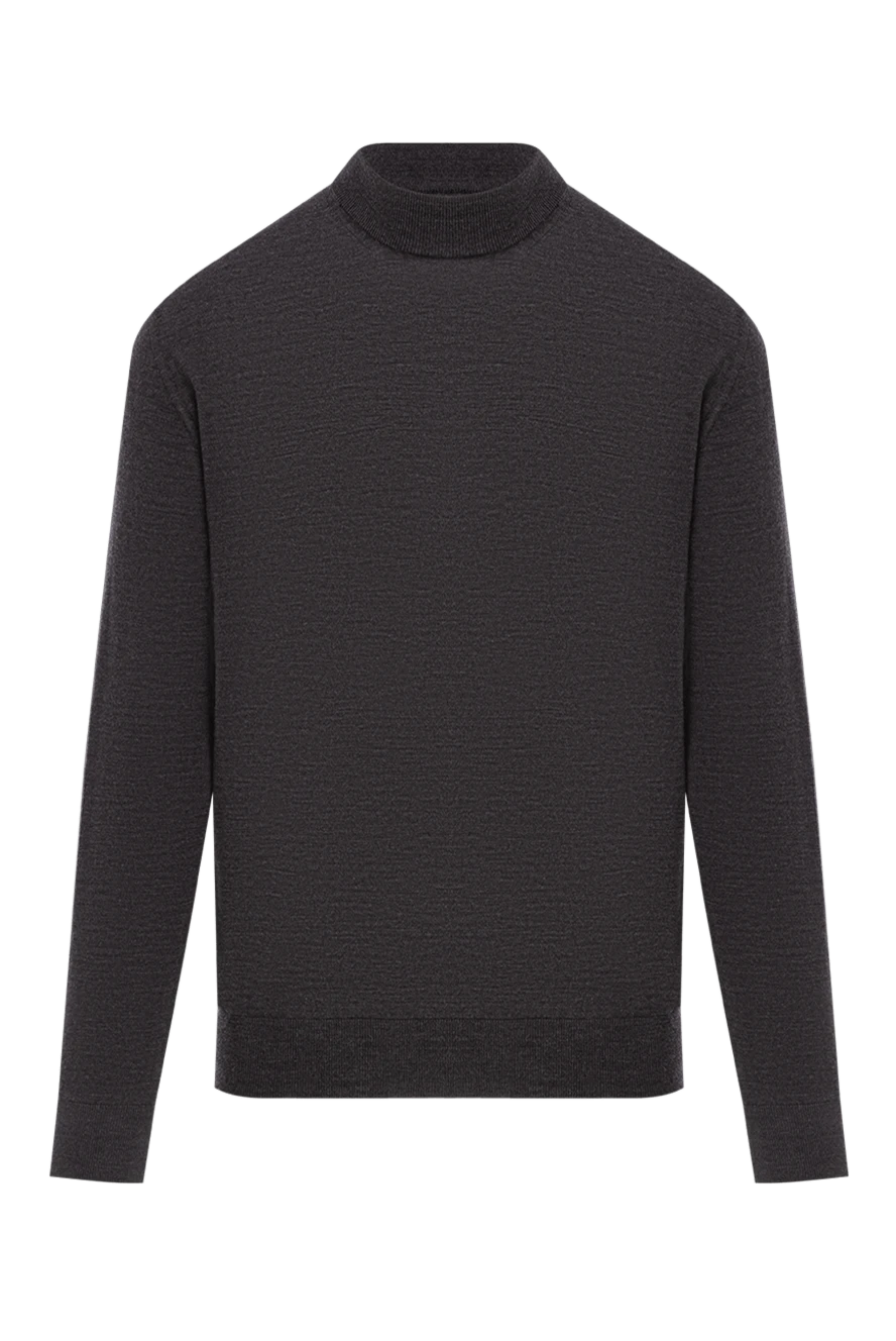 Cesare di Napoli шерстяной джемпер темно серого цвета с фактурной вязкой 190465 - фото 1
