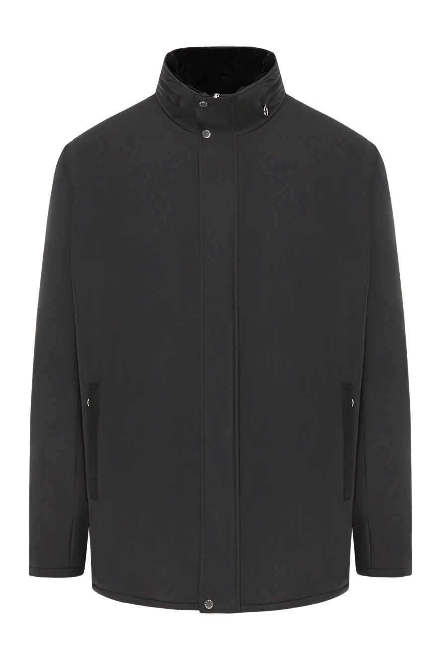 Seraphin мужская куртка черная с меховым воротником и кожаными вставками 190469 - фото 1