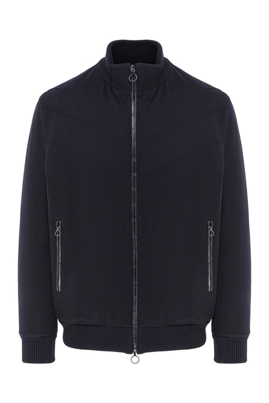 Seraphin куртка-бомбер мужская на меху с деталями из кожи крокодила синяя
190473 - фото 1