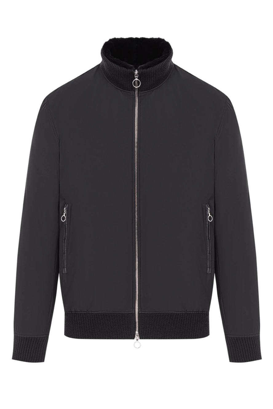 Seraphin куртка мужская тёмно-синяя на меховой подкладке и деталями из кожи крокодила
190477 - фото 1