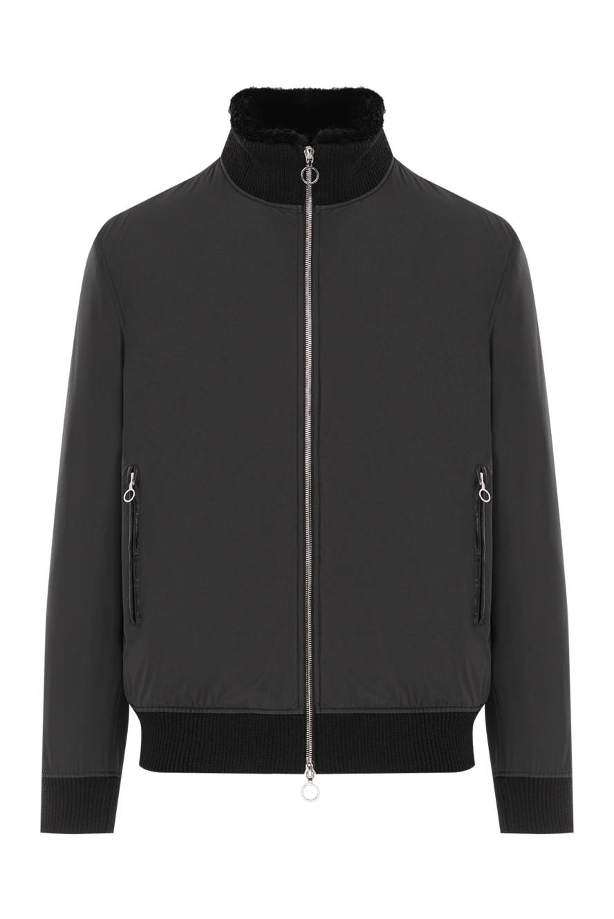 Seraphin бомбер утеплённый на меху с деталями из натуральной кожи крокодила 190478 - фото 1