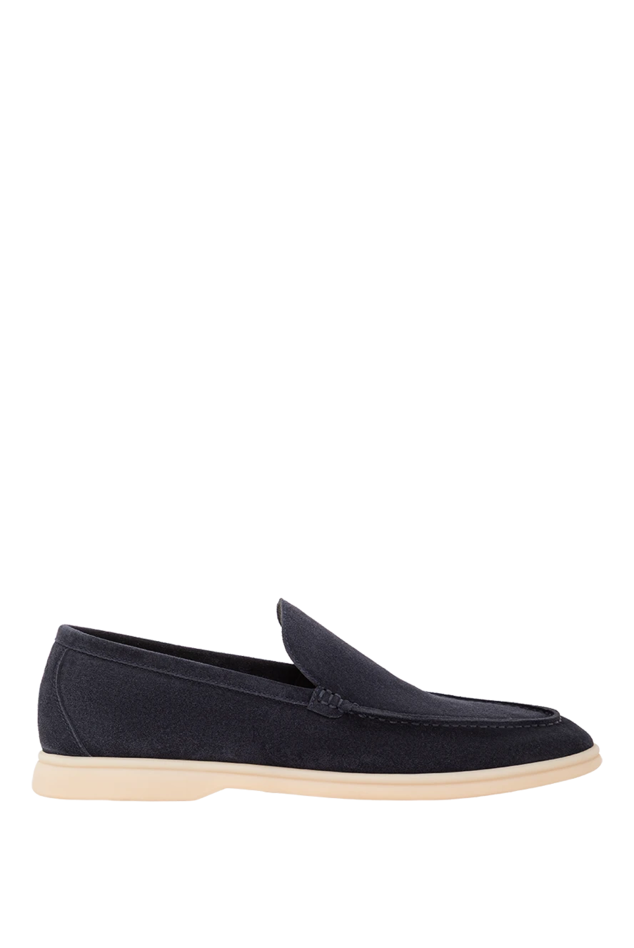 Loro Piana летние замшевые лоферы изготовленные вручную синего цвета 190486 - фото 1