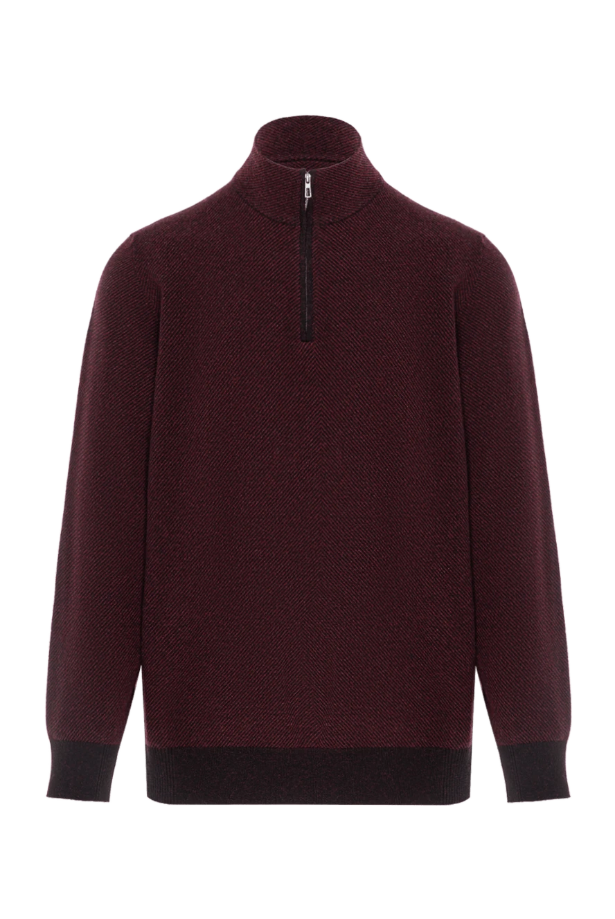 Loro Piana mezzocollo men's cashmere sweater with a two-tone jacquard pattern, burgundy 190507 - photo 1
