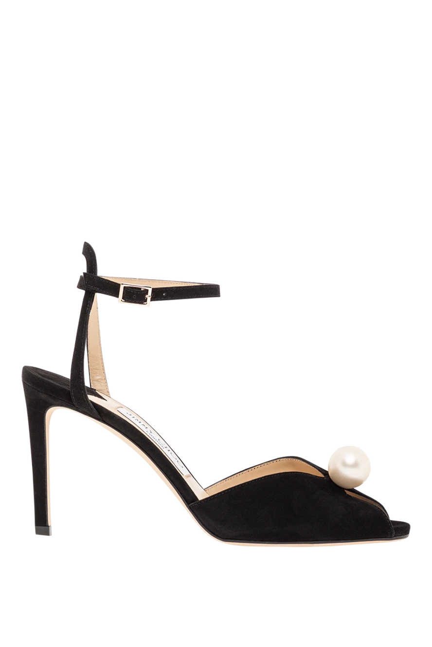 Jimmy Choo босоножки черные sacora в винтажном стиле из замши с жемчужной сферой 190519 - фото 1