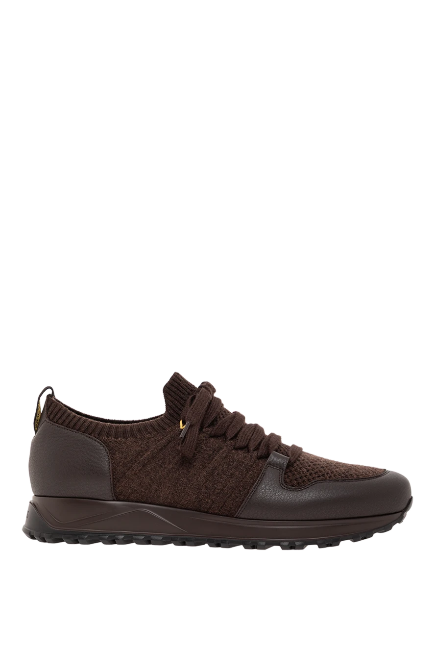 Doucal`s таза былғарыдан және жылы жүннен жасалған қоңыр ерлер кроссовкалары
190530 - фото 1