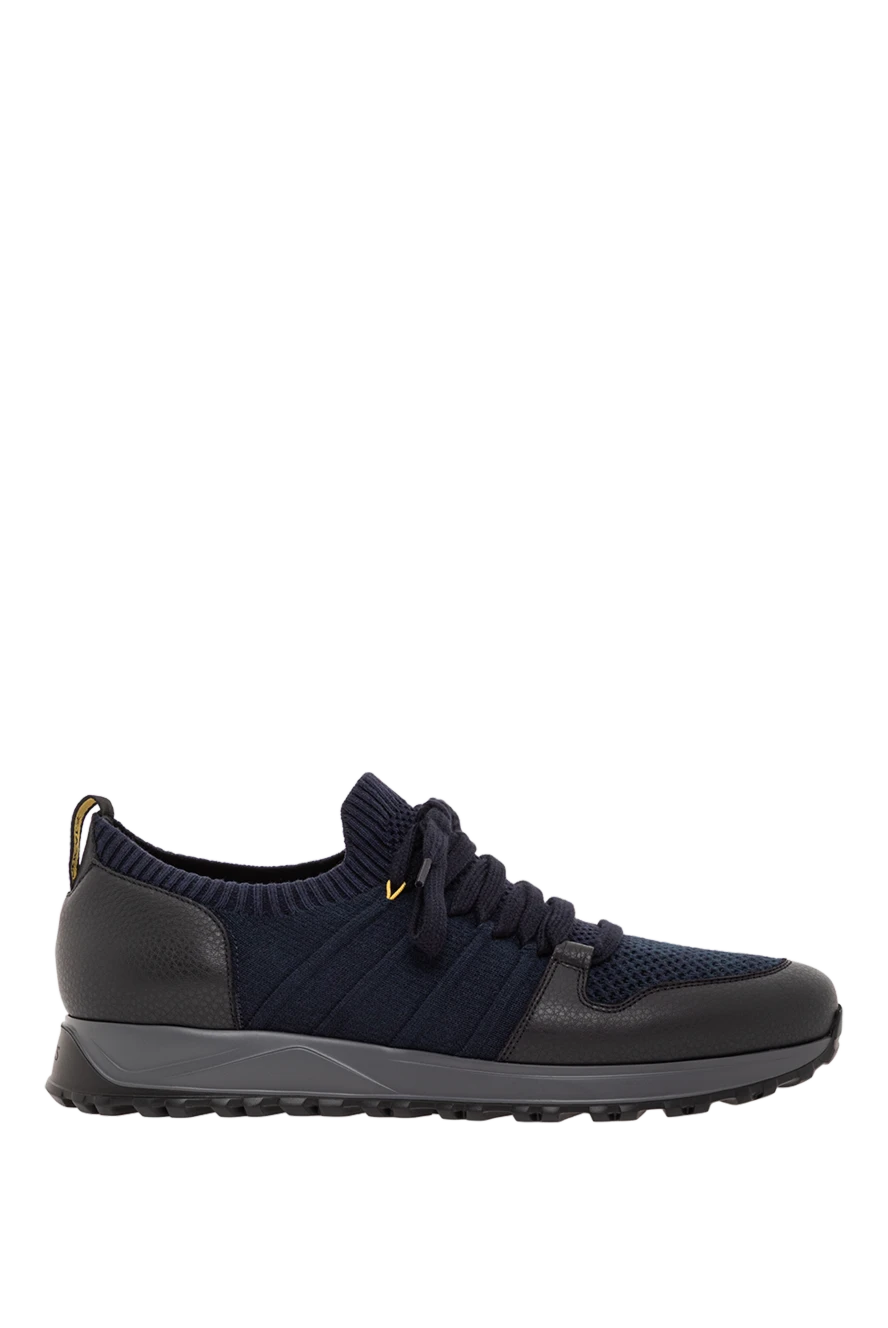 Doucal`s темно-синие кроссовки из шерсти с кожаной отделкой 190532 - фото 1