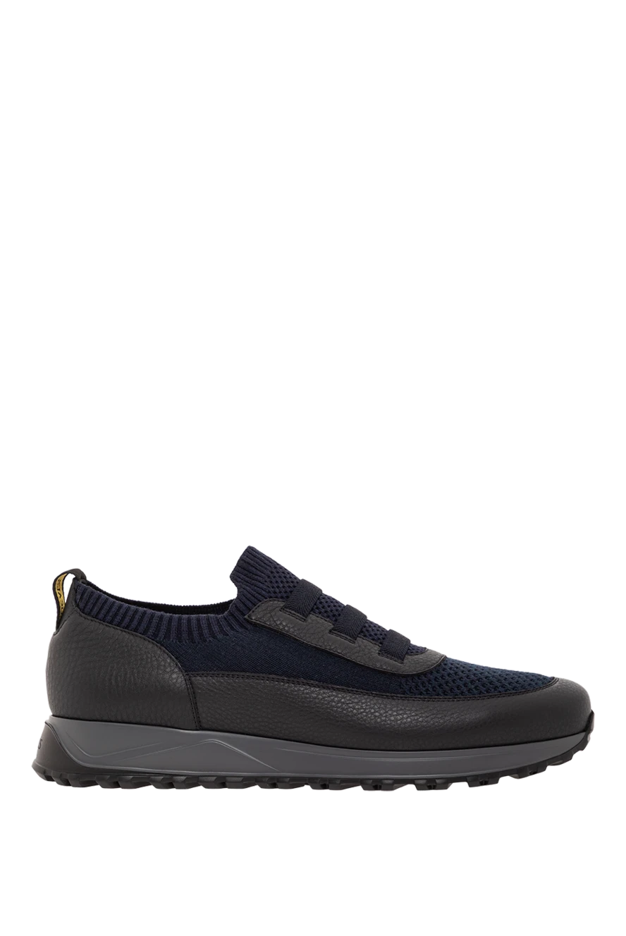 Doucal`s кроссовки из шерсти с кожаной отделкой и утепленной подошвой синие
190536 - фото 1