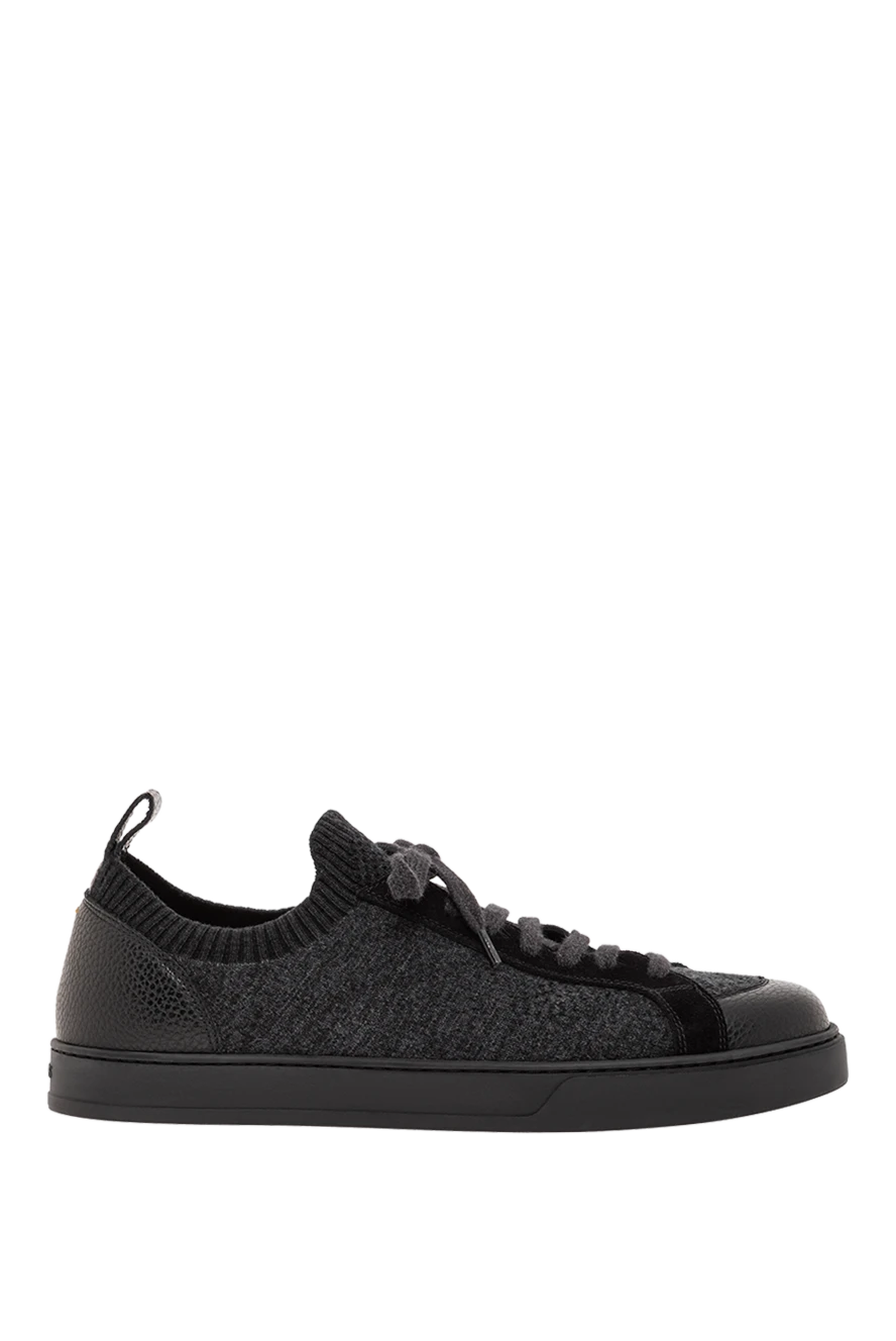 Doucal`s men's grey sneakers with leather inserts and wool upper 190539 - photo 1