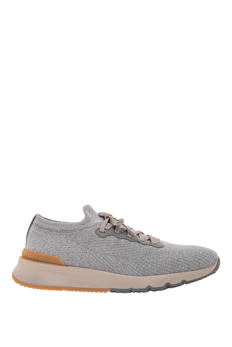 Brunello Cucinelli кроссовки из шерстяного трикотажа и полуглянцевой телячьей кожи с теплой подкладкой 190581 - фото 1