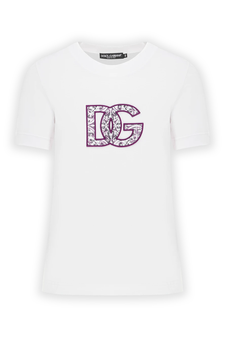 Dolce & Gabbana dg көркем безендірілген мақта матадан жасалған ақ футболка 190627 - фото 1