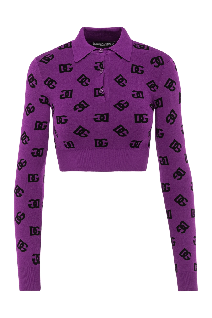 Dolce & Gabbana ұзын жеңдер мен логотиптері бар тоқылған поло үсті 190637 - фото 1
