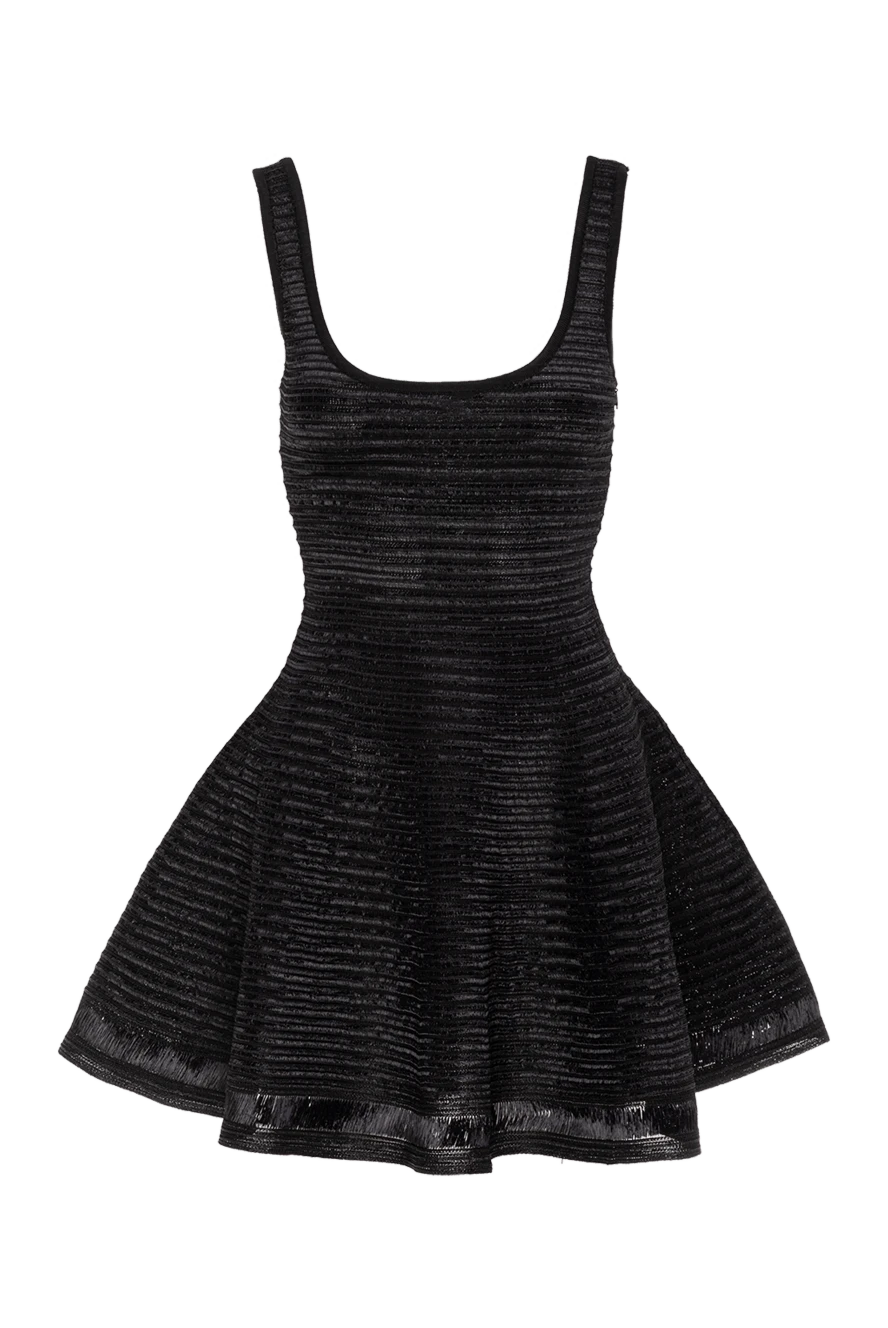 Alaia дөңгелек 3d үлгісін жасайтын рафия таспаларынан жасалған тоқылған қара корсет көйлек. 190651 - фото 1