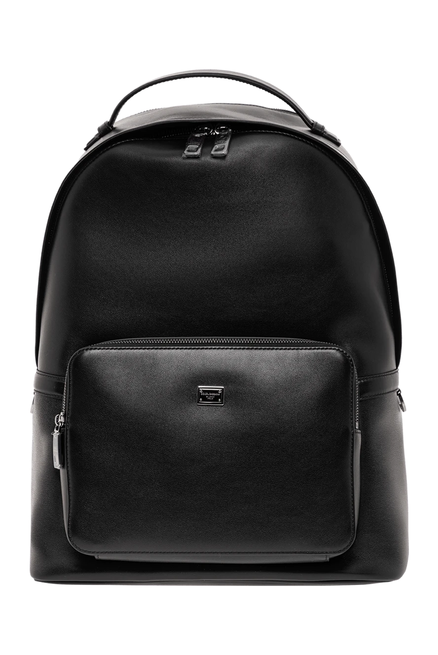 Dolce & Gabbana рюкзак из телячьей кожи с фирменной металлической пластинкой мужской черный
190671 - фото 1