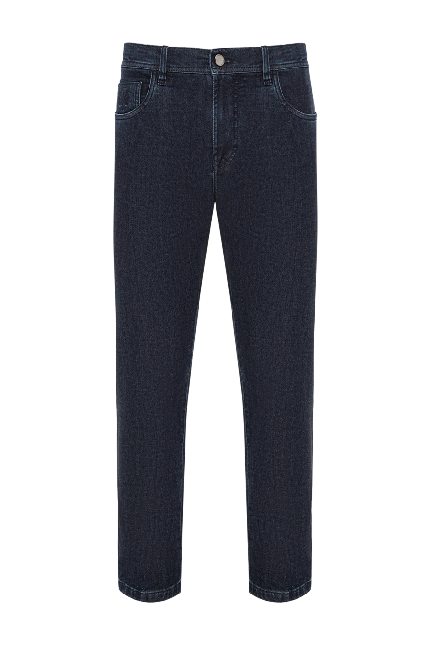 Scissor Scriptor джинсы глубокого синего оттенка с патчем из кожи крокодила 190681 - фото 1