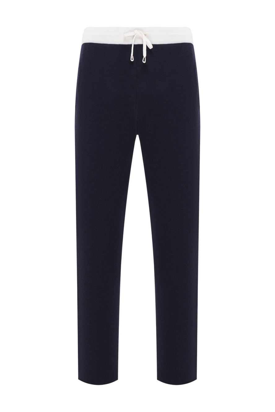 Cesare di Napoli қою көк түсті жүннен тоқылған спорттық шалбар, ақ белбеу
190687 - фото 1