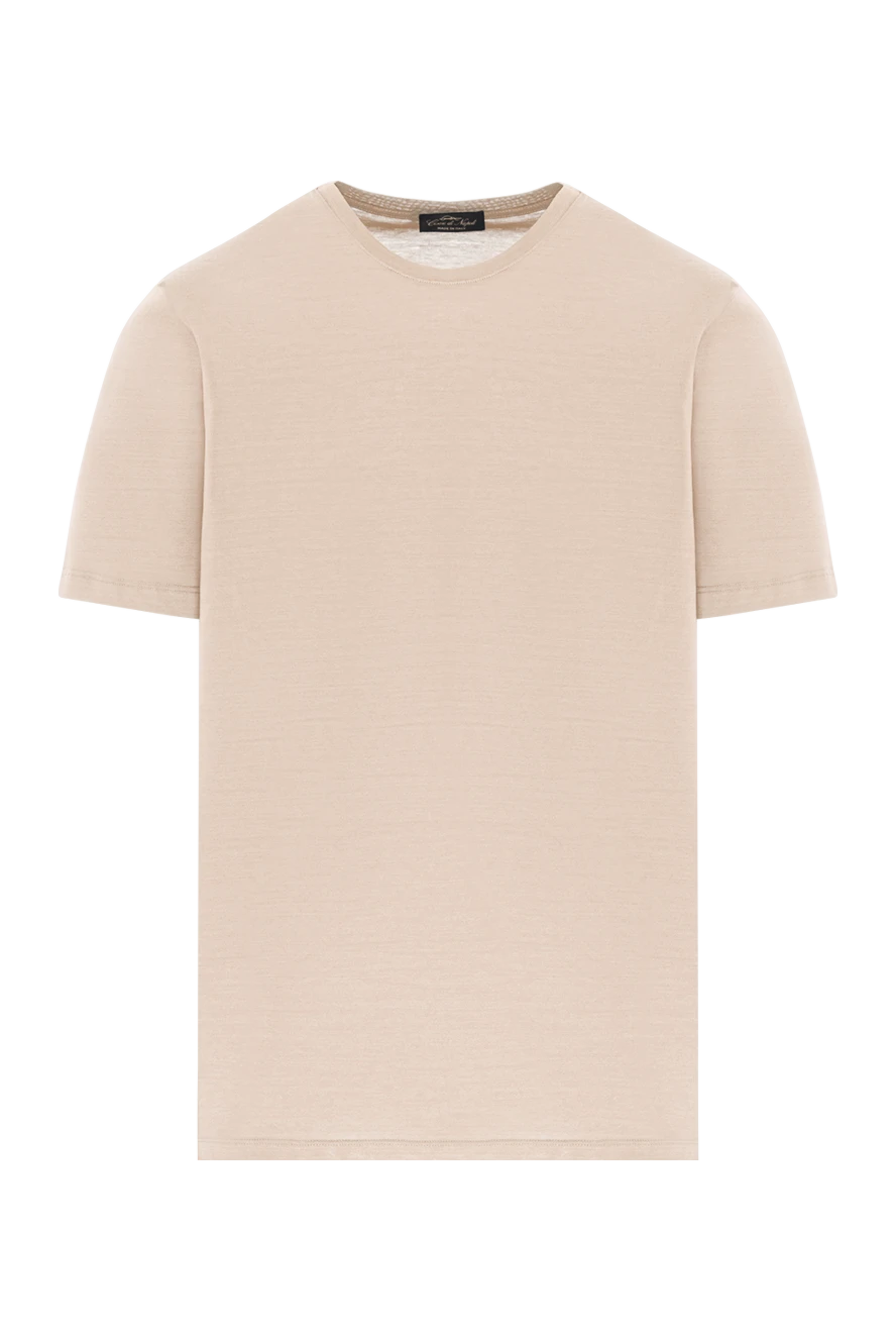 Cesare di Napoli базовая футболка нейтрального бежевого оттенка из хлопка 190743 - фото 1