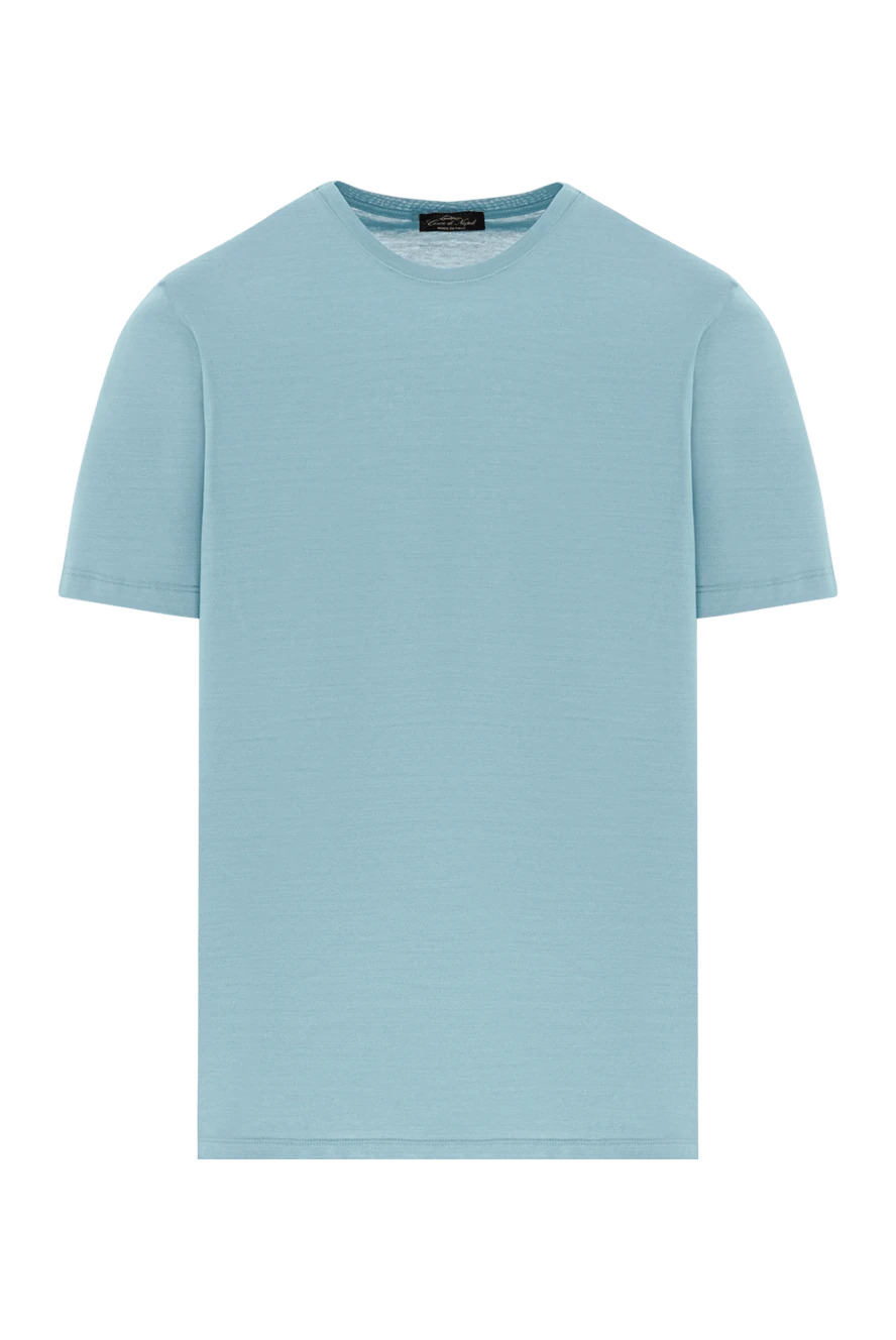Cesare di Napoli жұмсақ мақтадан жасалған жұмсақ көк реңктегі қарапайым футболка 190747 - фото 1