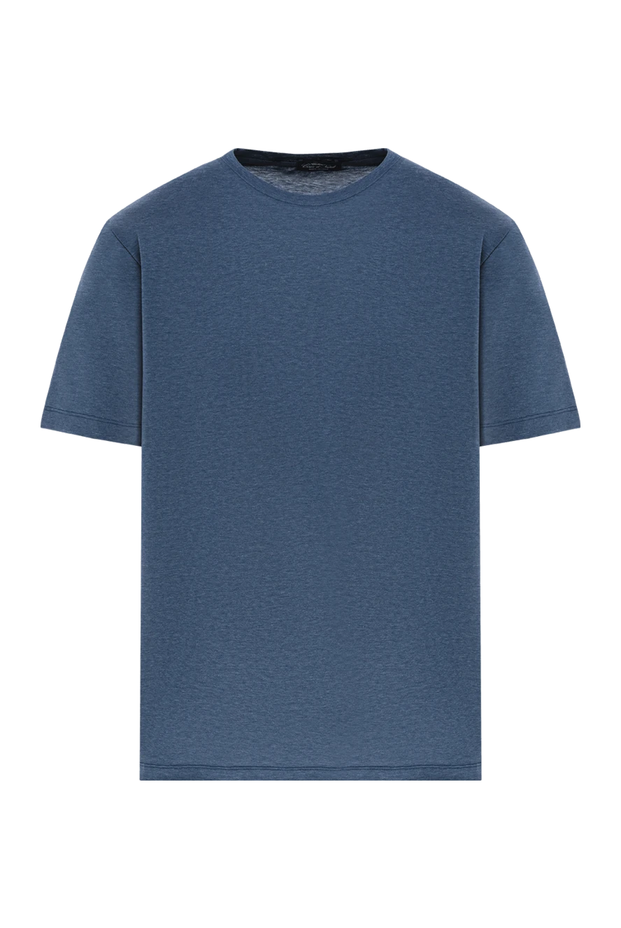 Cesare di Napoli blue melange cotton t-shirt with a round neck 190748 - photo 1