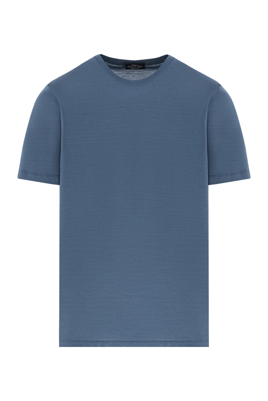 Cesare di Napoli ерлерге арналған негізгі сұр-көк мақтадан жасалған футболка 190749 - фото 1