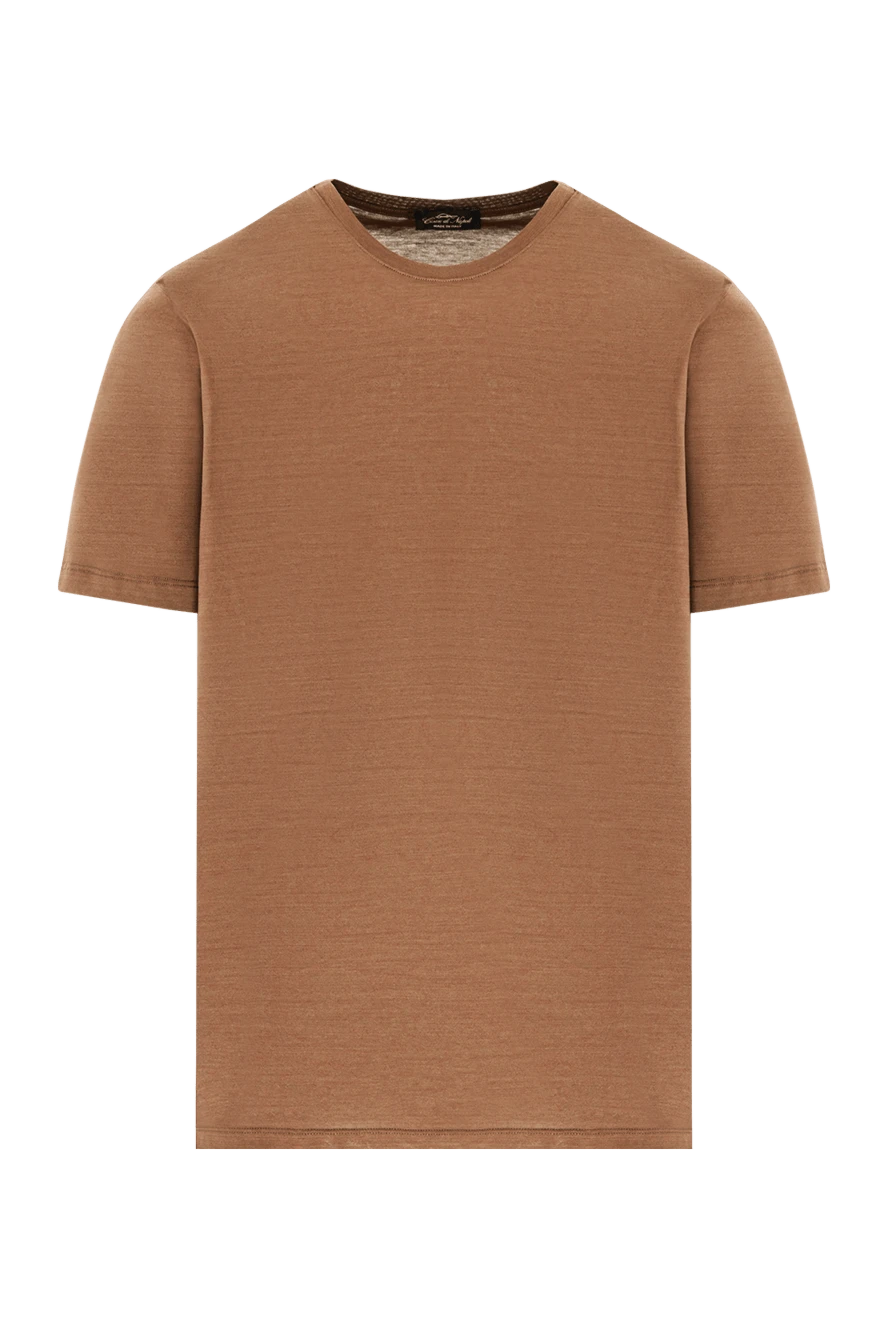 Cesare di Napoli футболка однотонная коричневая классического кроя 190751 - фото 1