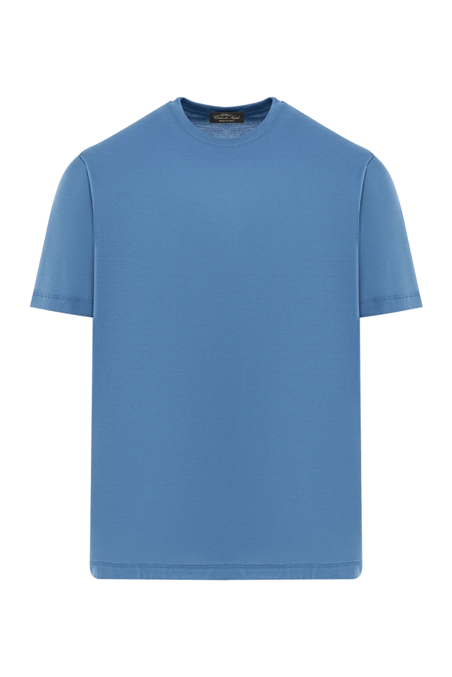 Cesare di Napoli men's cotton t-shirt, plain blue 190753 - photo 1
