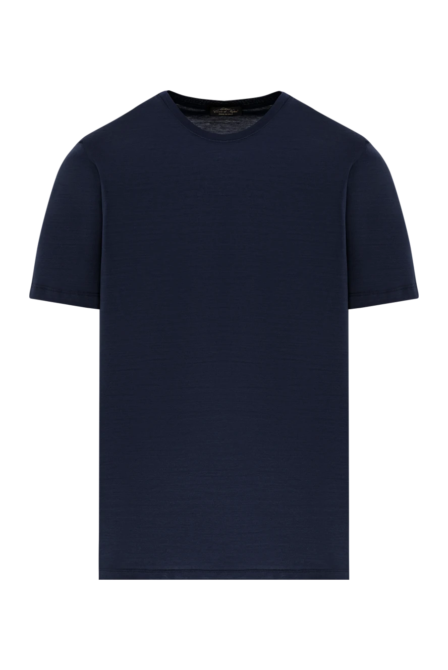 Cesare di Napoli ерлерге арналған қарапайым қара көк түсті негізгі кесілген футболка 190755 - фото 1