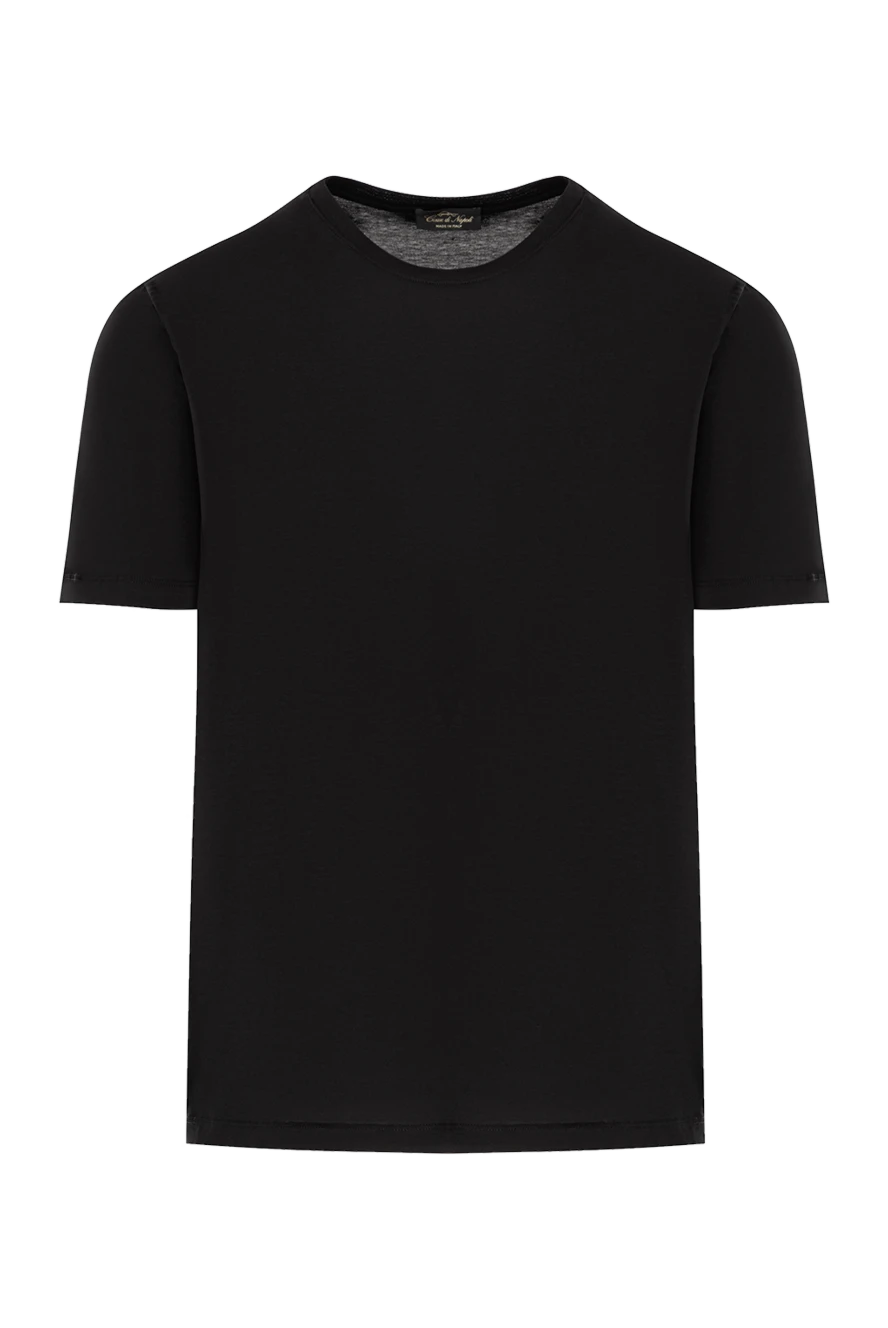 Cesare di Napoli классикалық қара түсті ерлерге арналған негізгі мақтадан жасалған футболка 190763 - фото 1