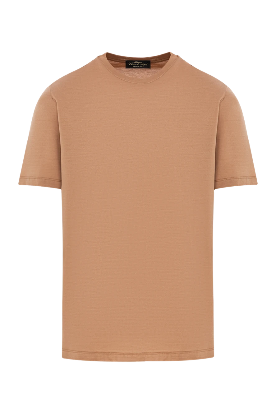 Cesare di Napoli men's cotton t-shirt, plain, light brown 190766 - photo 1