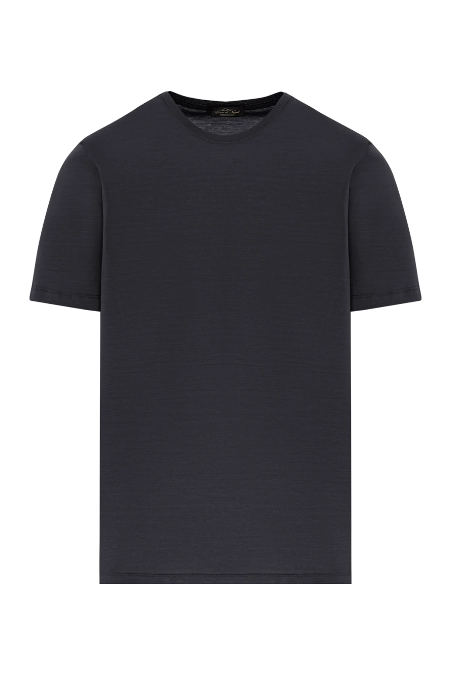 Cesare di Napoli ерлерге арналған мақтадан жасалған футболка, қара, классикалық, аздап жылтыр 190768 - фото 1