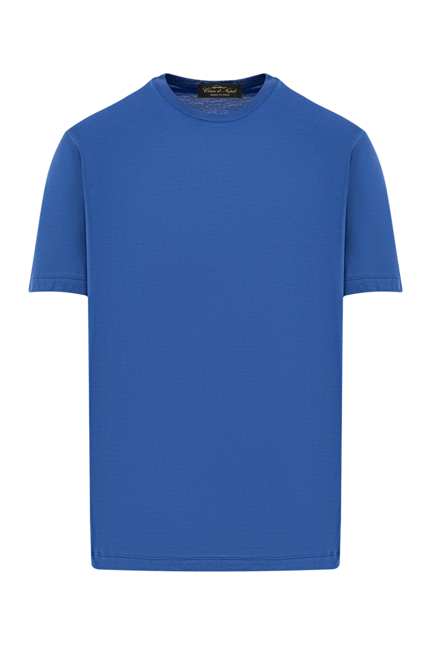 Cesare di Napoli ерлерге арналған мақта матадан жасалған футболка, қою көк, бір түсті 190770 - фото 1