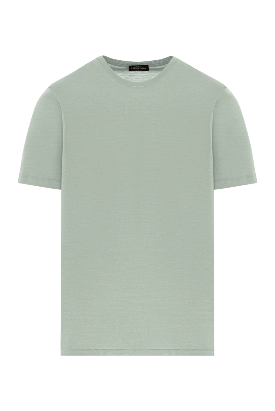 Cesare di Napoli жұмсақ щеткалы мақтадан тігілген кәдімгі жасыл ерлерге арналған футболка 190776 - фото 1