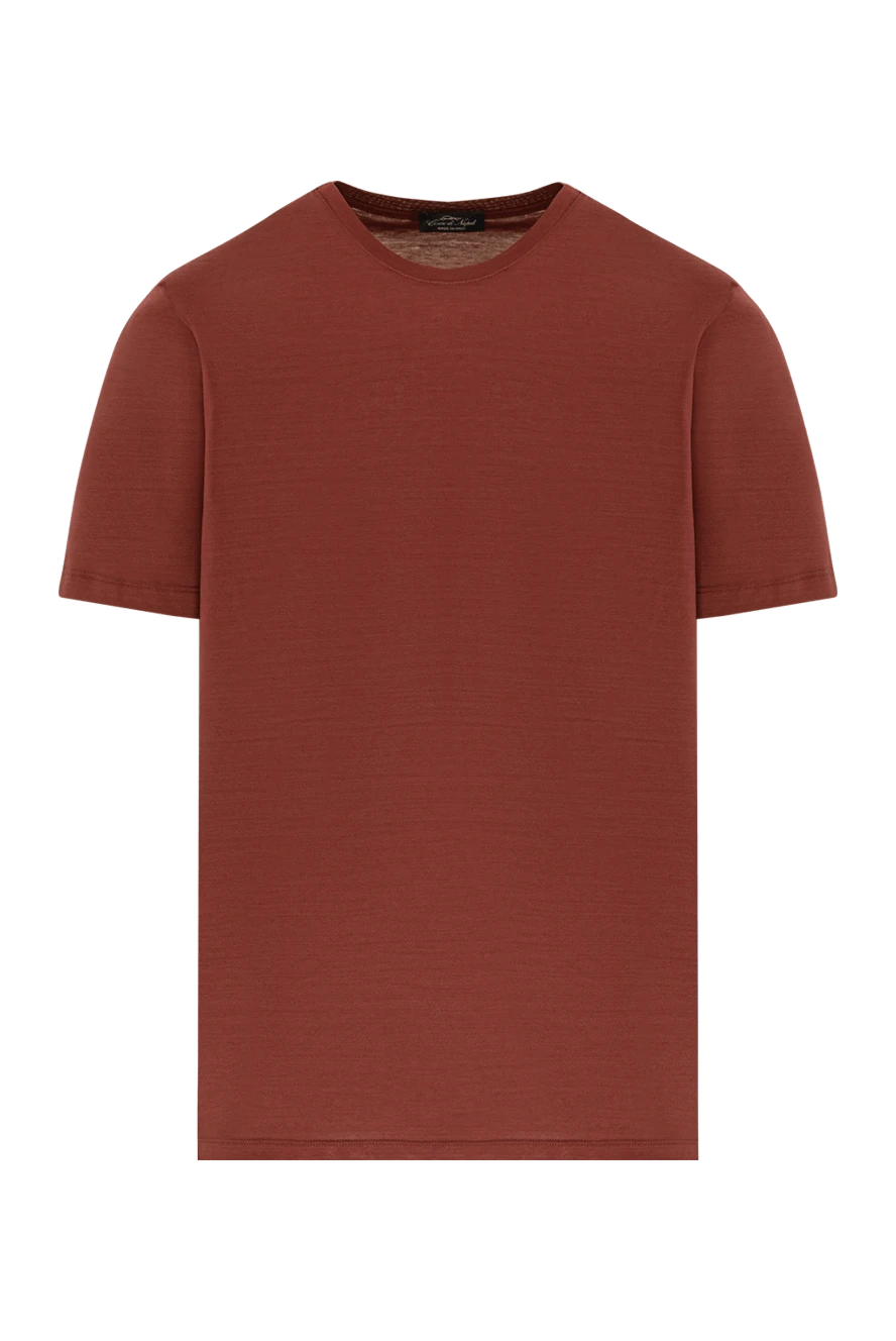 Cesare di Napoli футболка хлопковая мужская терракотового цвета с мягкой посадкой 190780 - фото 1