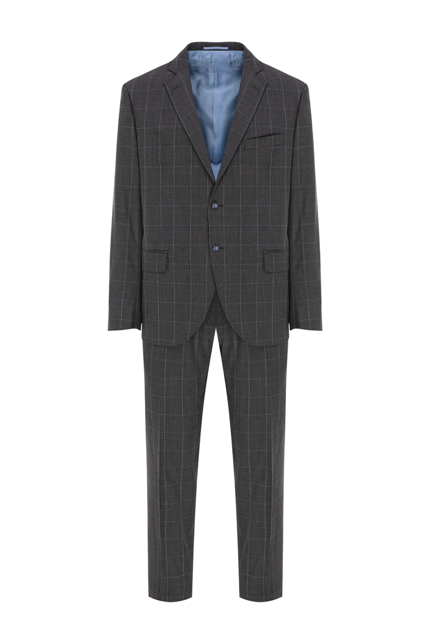 Brioni костюм мужской шерстяной графитовый в клетчатый узор 190816 - фото 1