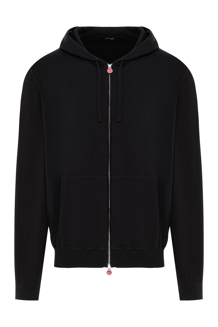 Kiton мужская чёрная кофта на молнии хлопковая с капюшоном 190822 - фото 1