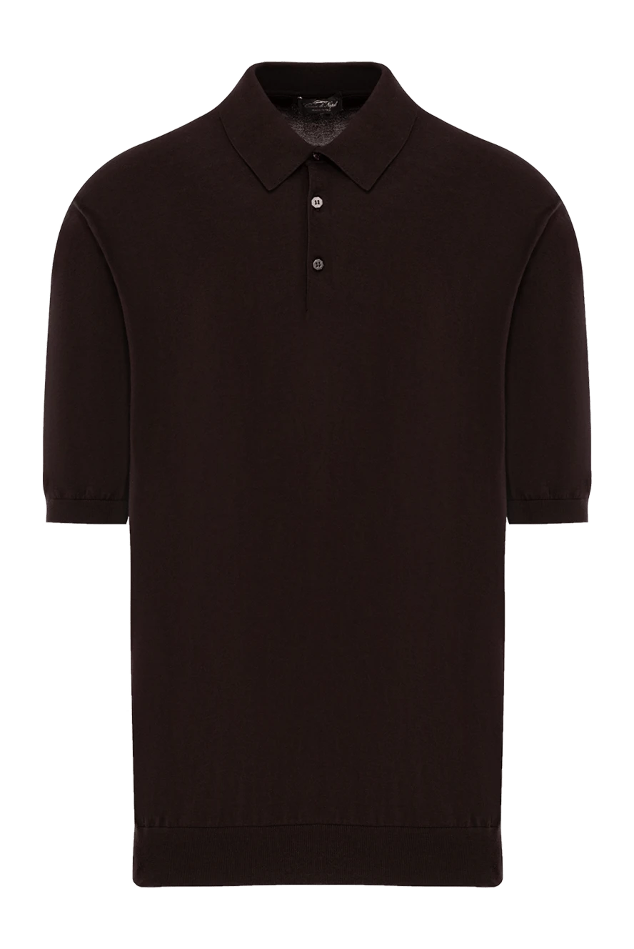 Cesare di Napoli мужское поло трикотажное коричневое с классическим воротником
190824 - фото 1