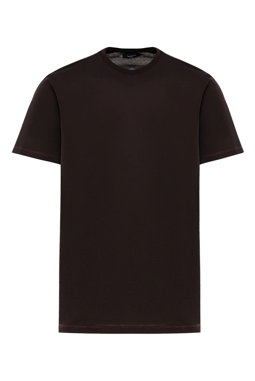 Tombolini футболка мужская тёмно коричневая хлопковая с акцентом на швах 190827 - фото 1