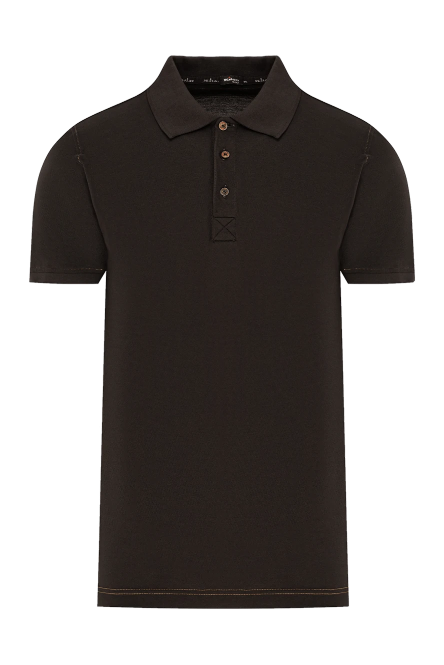 Kiton поло трикотажное коричневое с контрастной строчкой 190830 - фото 1