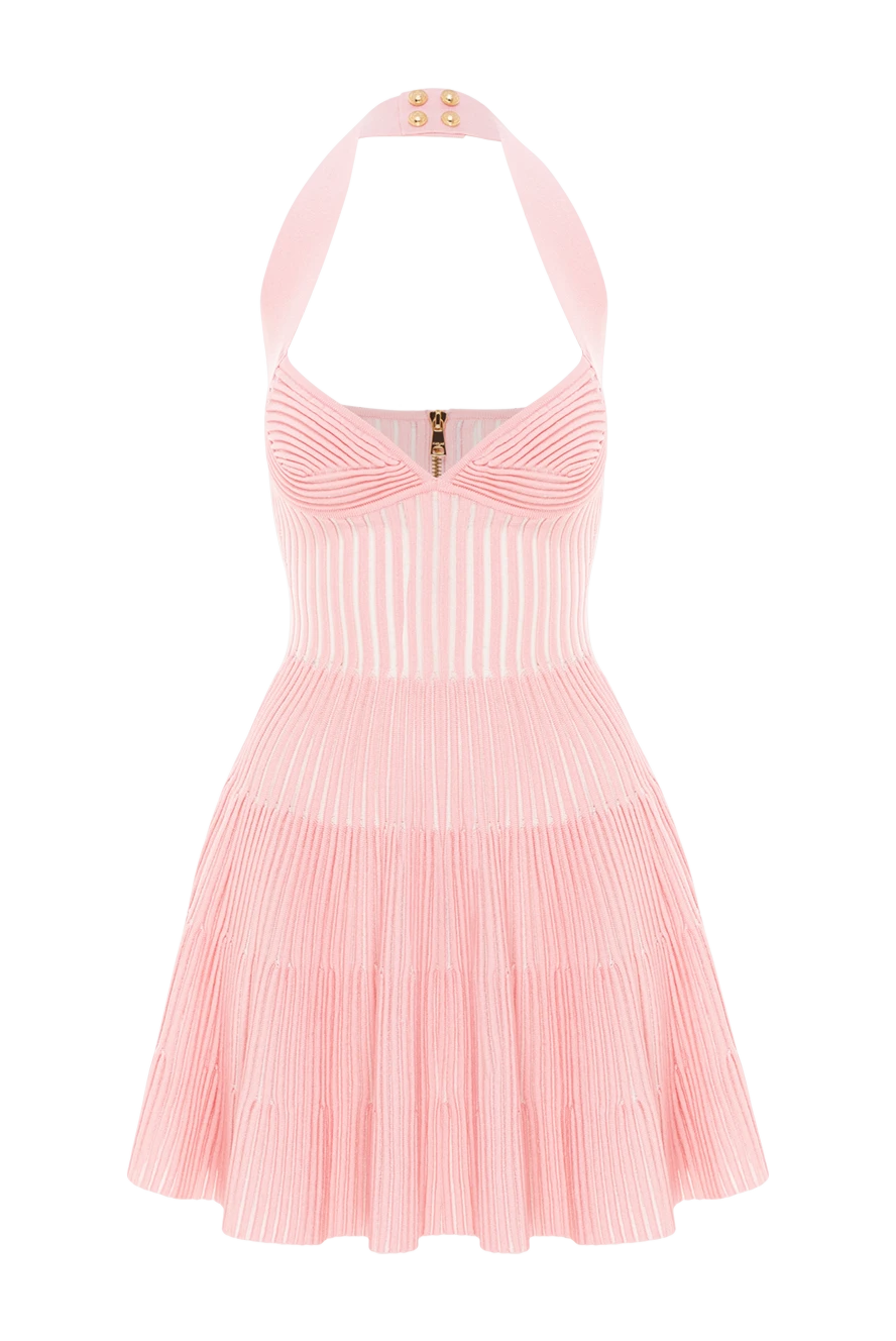 Balmain платье а-силуэта из текстурированного трикотажа розовое
190839 - фото 1